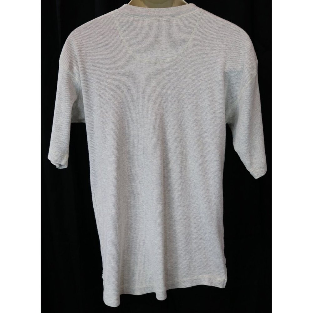 Express Small Henley Shirt Men's Textured Gray Rib Knit S Button Down Top Short - Picture 4 of 6